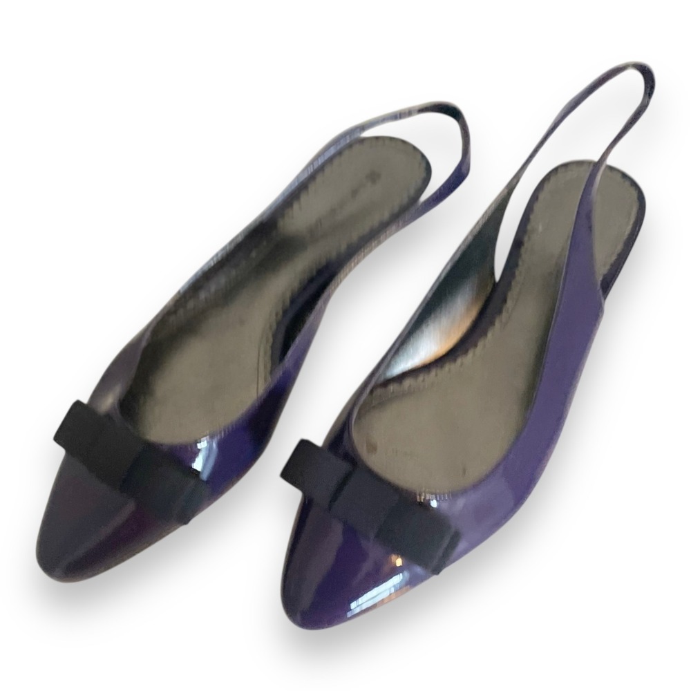 Naturalizer Purple‎ Plum Patent Slingback Kitten Heels Bow Pointed Toe Pumps 7.5